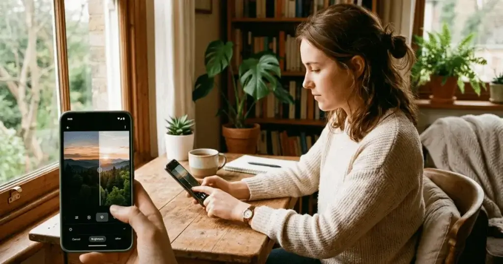 best free AI app for photo editing in use on an Android phone