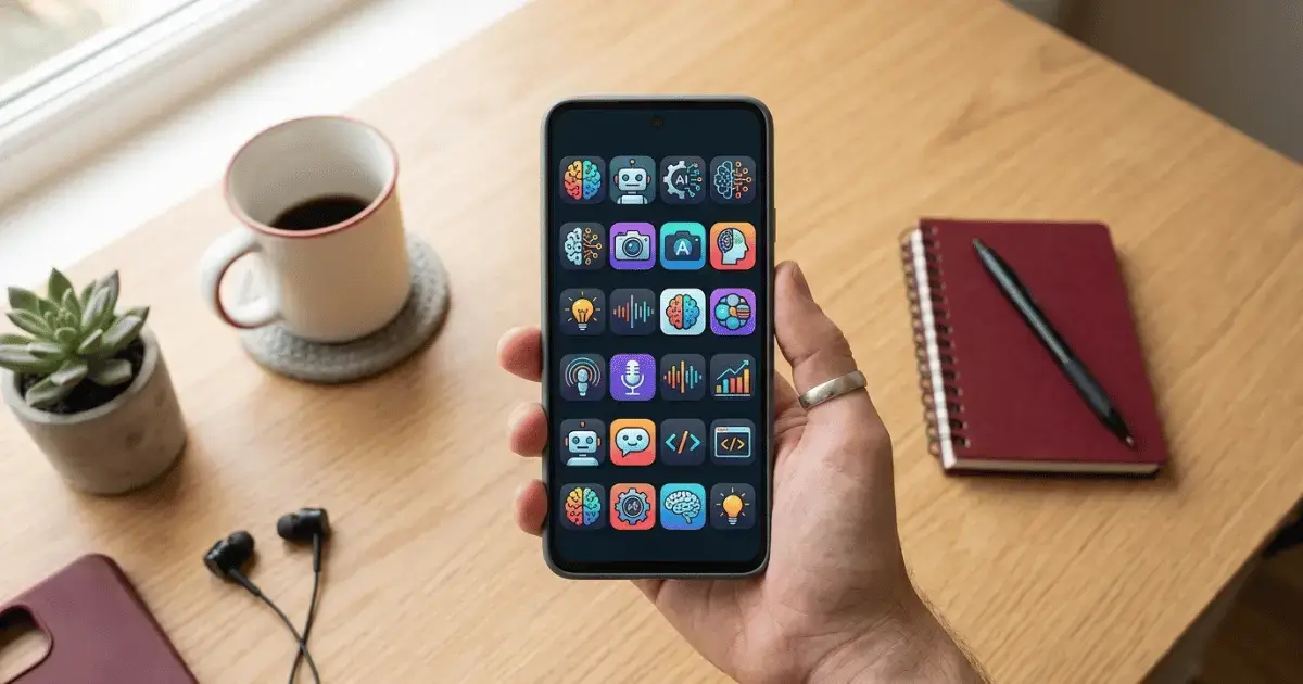 best free AI apps for Android open on a smartphone home screen