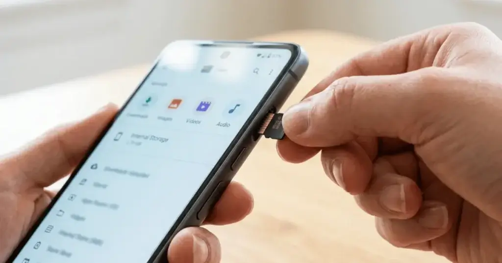 how to transfer photos to an SD card on Android using the files app