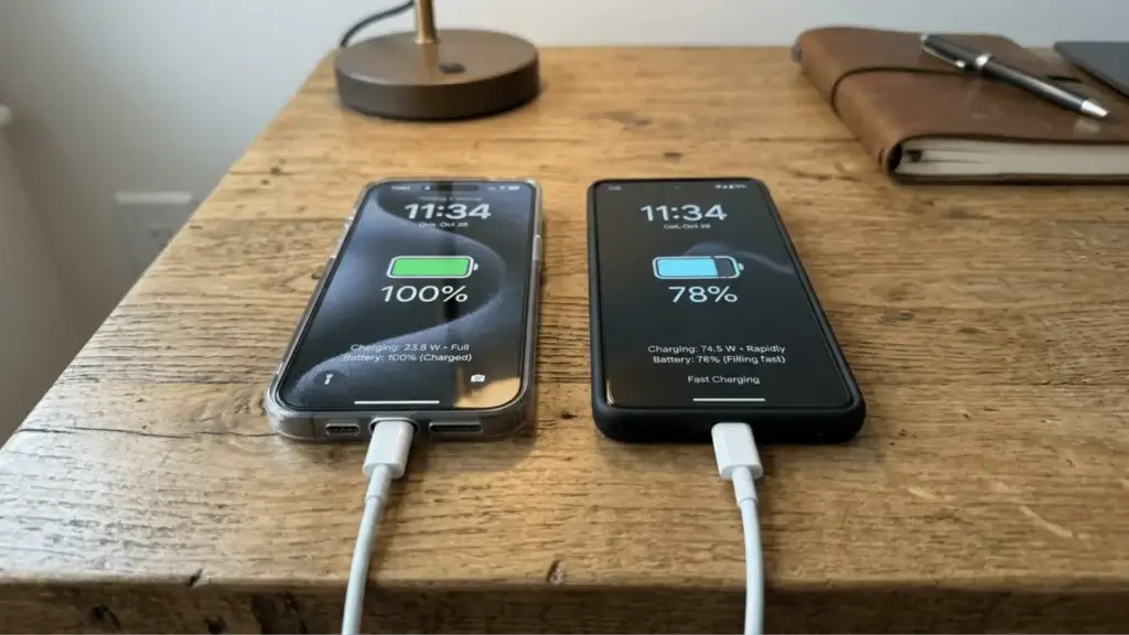 iPhone vs Android battery life and charging speed compared