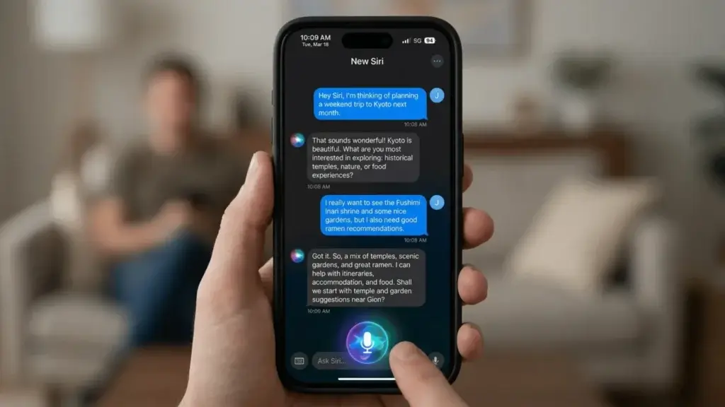 New Siri holding a natural conversation in iOS 27