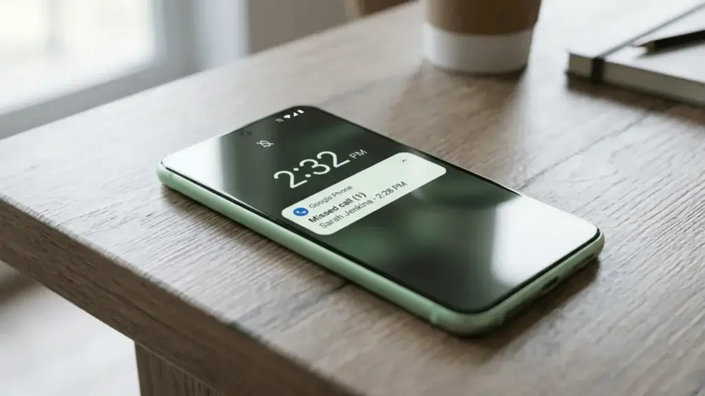 Pixel calls bug showing a missed call notification on a Pixel