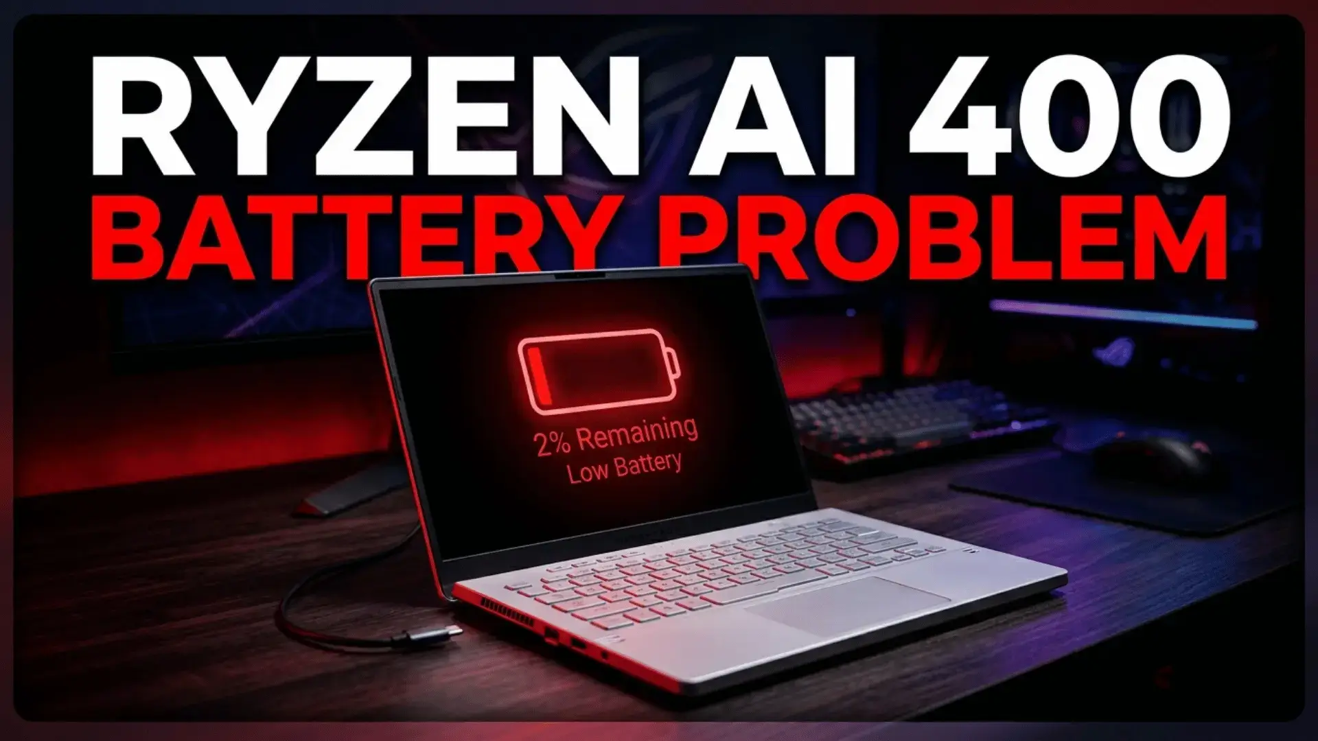 Ryzen AI 400 battery life warning on a laptop screen