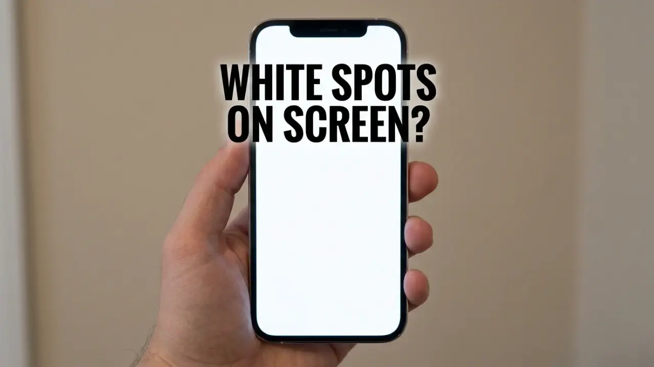 How to fix white spots on phone screen shown by white blotches on a dark display